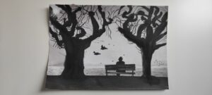 Art by Emmy - Emmy Troost - Schilderij - Op een bankje aan de waterkant