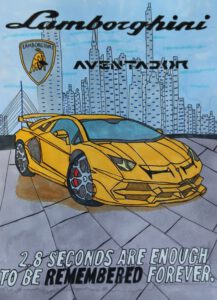 Emmy Troost Illustraties Lamborghini Advertentie